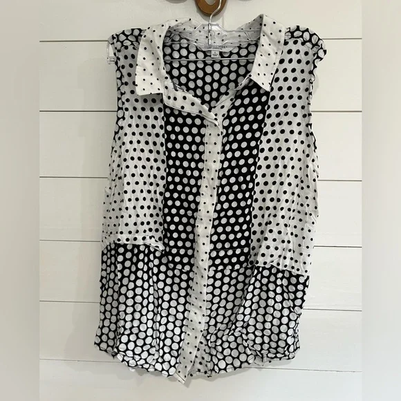 Liverpool Monochrome Polka Dot Sleeveless Blouse - Picture 1 of 4